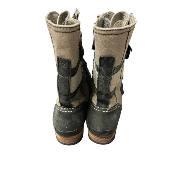 SOREL Women’s MAJOR CARLY Lace Up Leather Canvas Boot 8 Black Gray - Picture 6 of 7